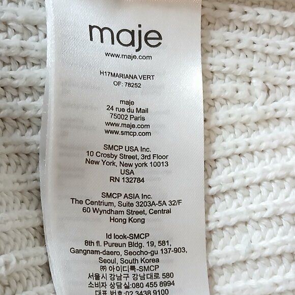 Maje Mariana Chevron Ribbed Wool Blend Knit Pullover Sweater Size Small - Picture 6 of 7